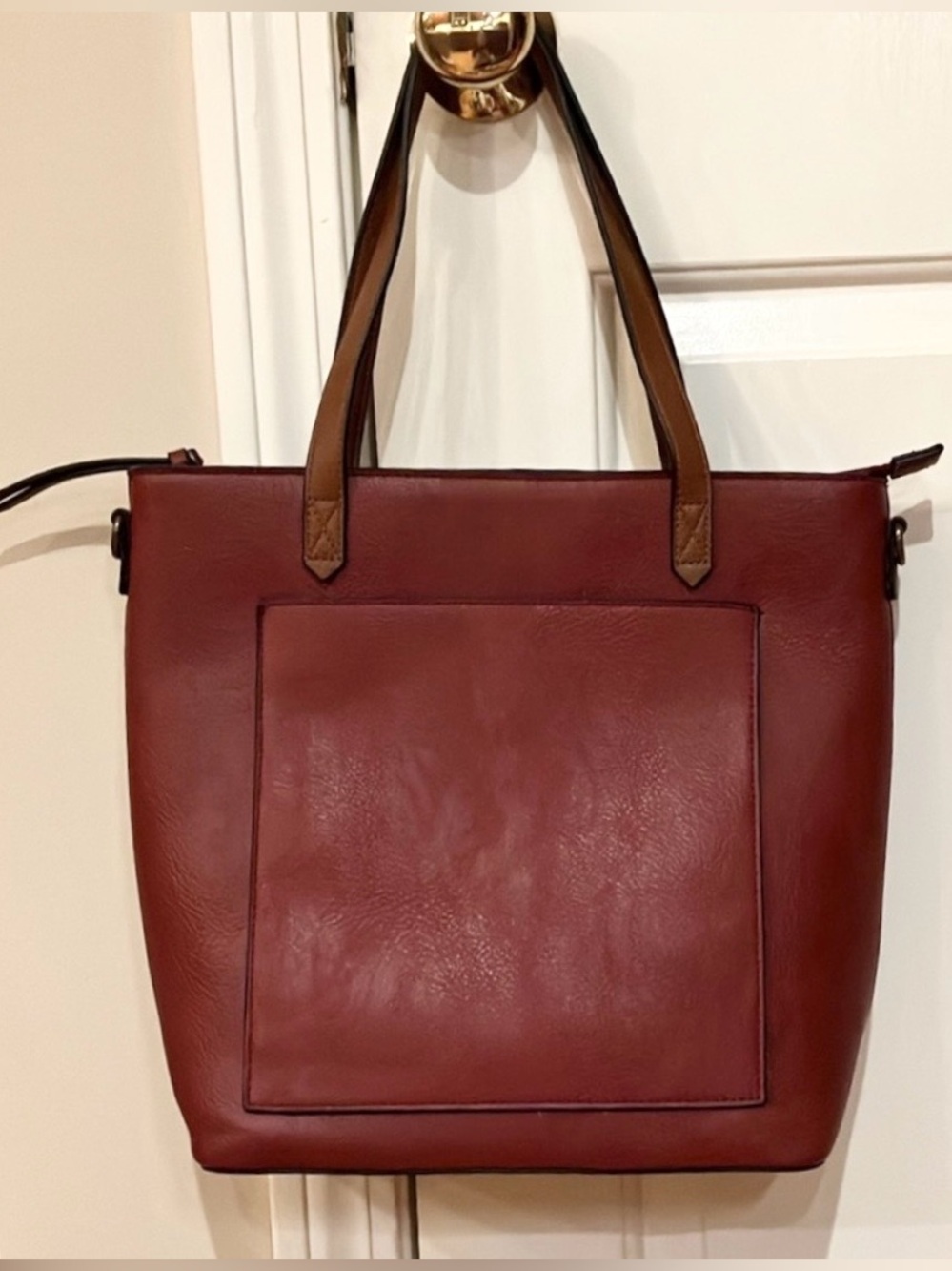 K. Carroll Shirley Vegan Leather Tote Shoulder Bag Dark Red Maroon